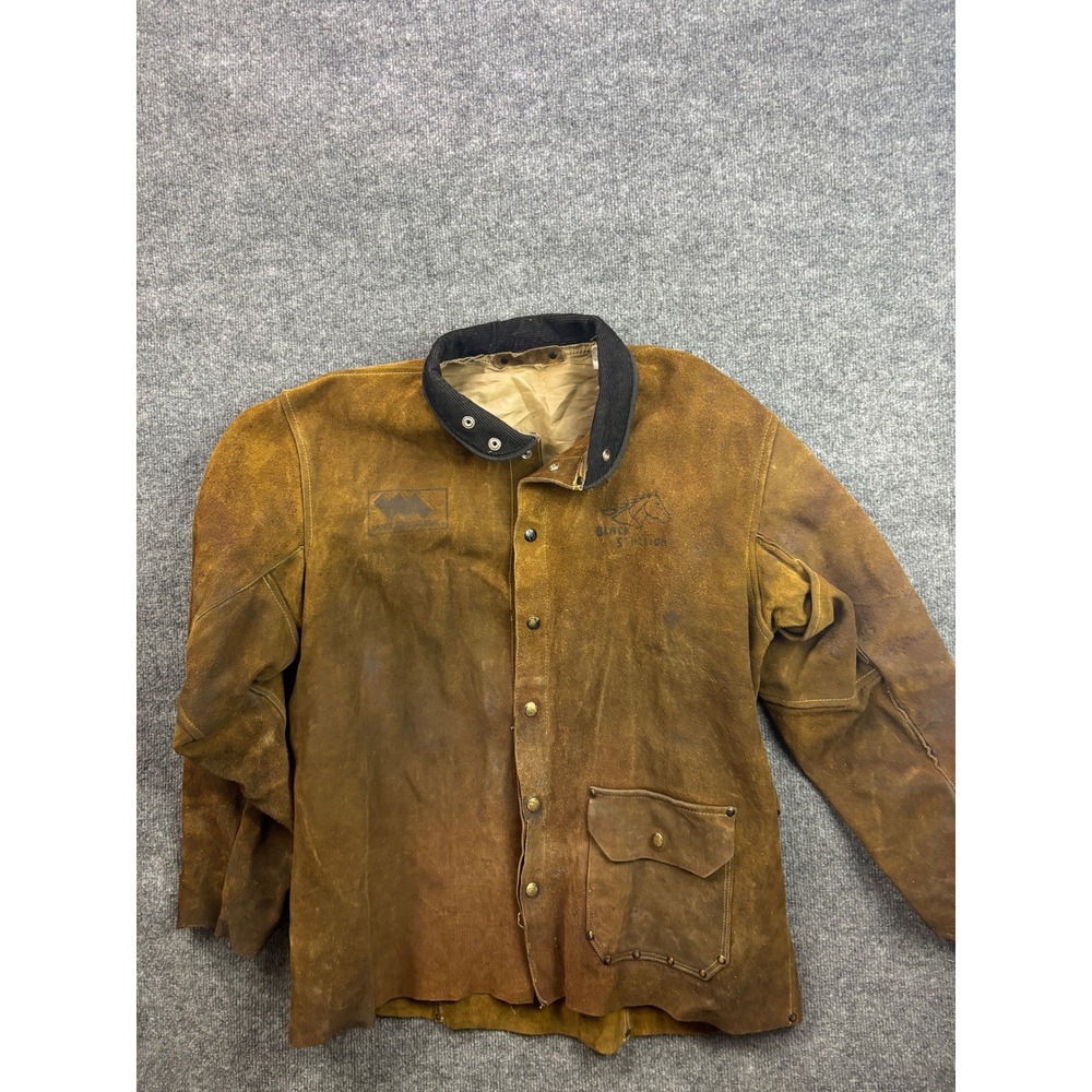 Black Stallion Welding Jacket Mens XL Genuine Cowhide Leather Weldmark Logo